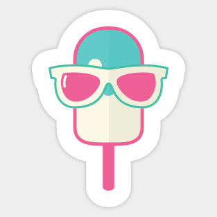 pink blue ice cream glasses design Sticker